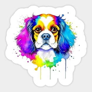 Colorful Cavalier King Charles Spaniel Splatter Art - Doggie Delight Sticker